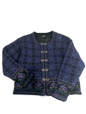 Icelandic Design Women's Atlandia Y2K Lined Clasp Jacket Purple Size L Sweater